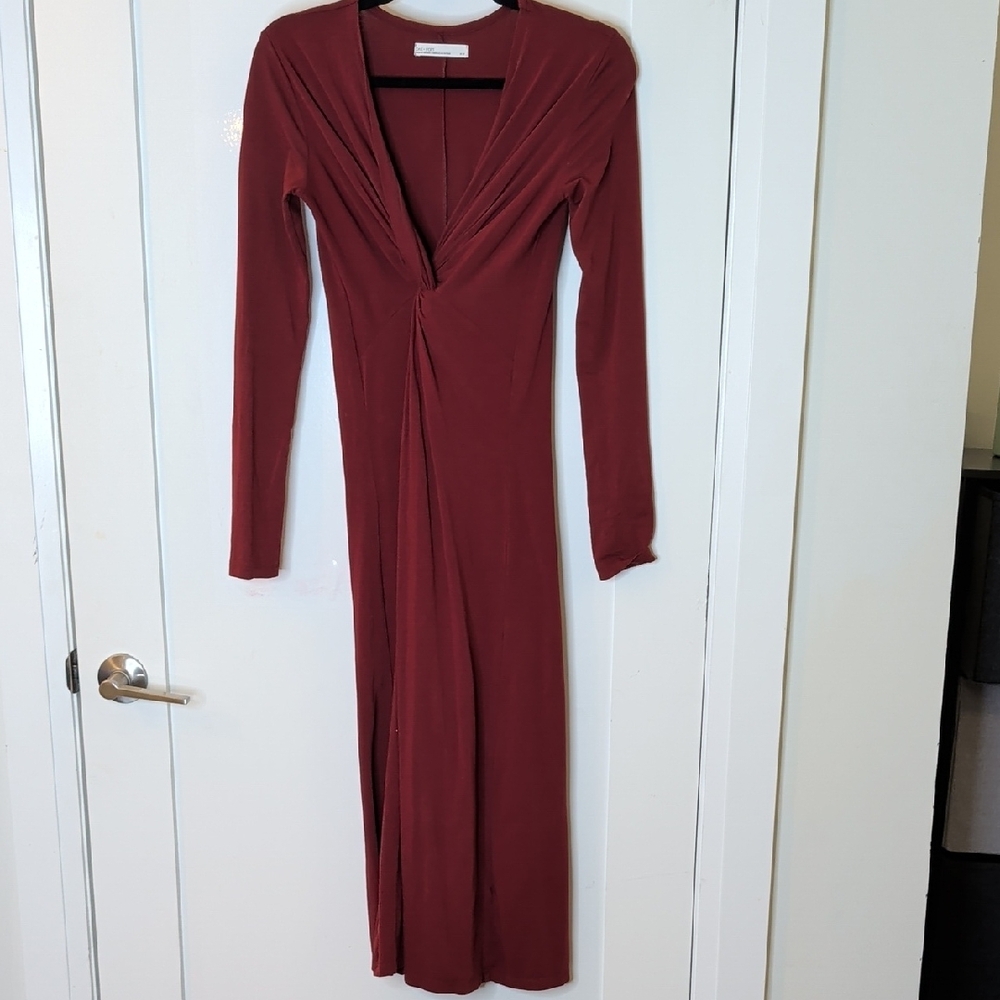 OAK + FORT Red Long Sleeve Maxi Dress Size XS